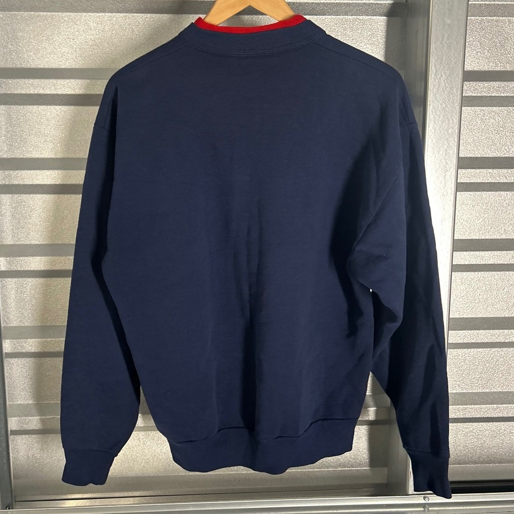 VINTAGE Top Stitch Sweatshirt Womens Blue Embroidered Bird Cardinal Cottagecore - Picture 2 of 7